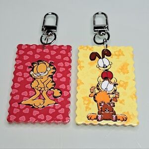 Valentine's Garfield & Odie Keychain Purse Backpack Charm Clip Set Of 2